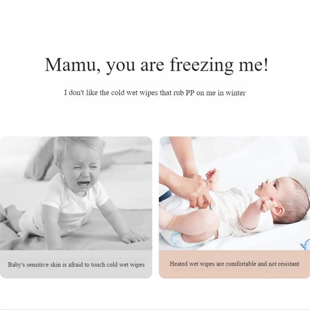 Portable Baby Wipe Warmer, LED Digital Display, Large Capacity Baby Wet Wipes Dispenser, USB Powered, Adjustable Temperature