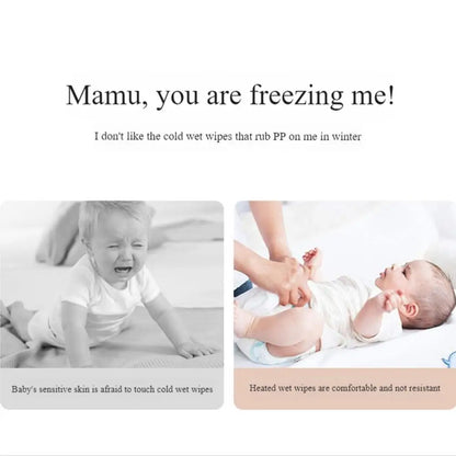 Portable Baby Wipe Warmer, LED Digital Display, Large Capacity Baby Wet Wipes Dispenser, USB Powered, Adjustable Temperature