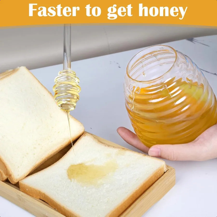 15.5 Oz Honey Pot with Dipper and LidGlass Honey Jar Honey Dispenser Clear Glass Honey Container for Home Kitchen Store Honey a