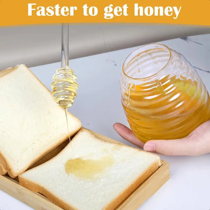 15.5 Oz Honey Pot with Dipper and LidGlass Honey Jar Honey Dispenser Clear Glass Honey Container for Home Kitchen Store Honey a