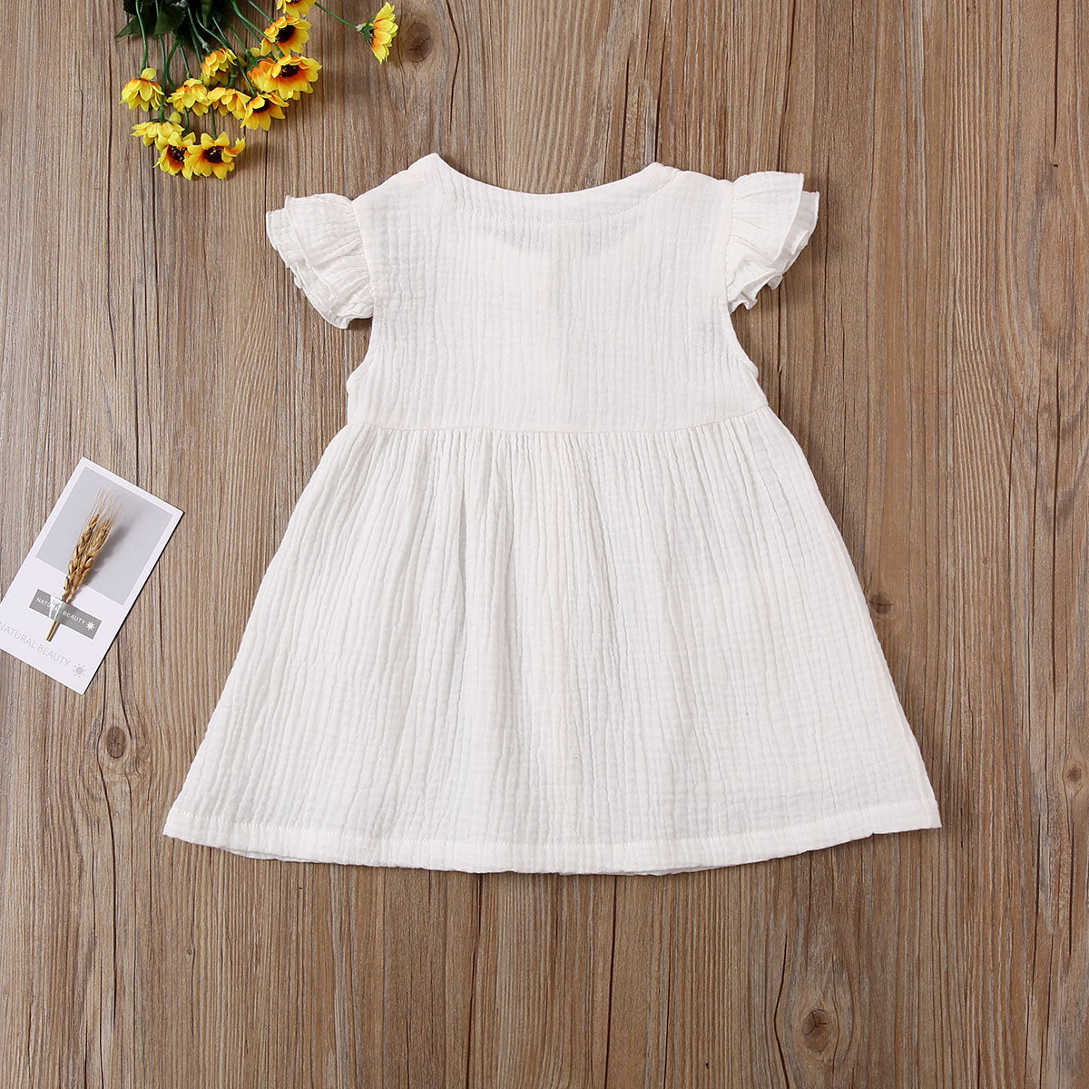 2020-03-31 Lioraitiin 0-6Years Toddler Kid Baby Girl Summer Dress Ruffles Sleeves Cotton Button Pocket Dress Sundress Clothes