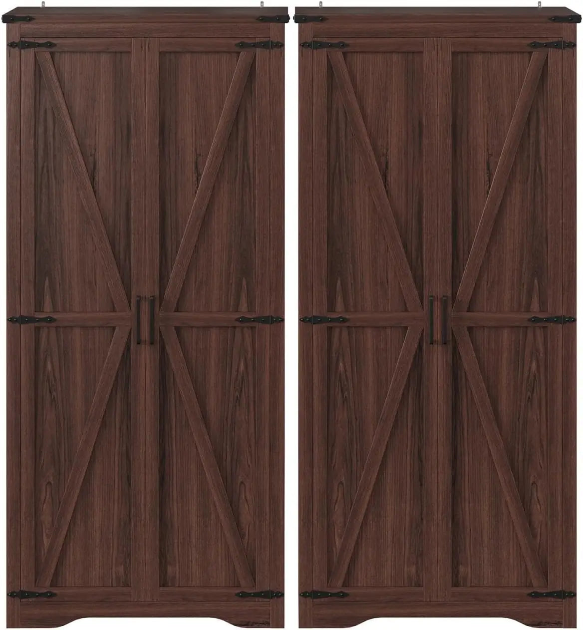Set of 2 Tall Storage Cabinet w/Adjustable Shelves w/2 Barn Doors
