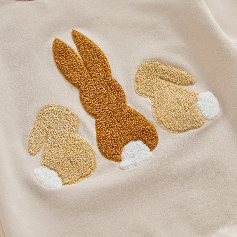 0-18MO Baby Girl/Boy Easter Bunny Embroidery Sweatshirt, Long Sleeve, O-neck Jumpsuit