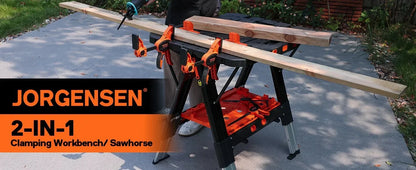 2-in-1 as Sawhorse & Workbench, Load Capacity 1000 lbs-Sawhorse & 500 lbs-Workbench