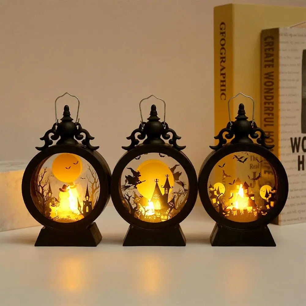 Halloween Lantern, Retro Decor Battery Lantern, Flameless LED Candle