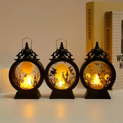 Halloween Lantern, Retro Decor Battery Lantern, Flameless LED Candle