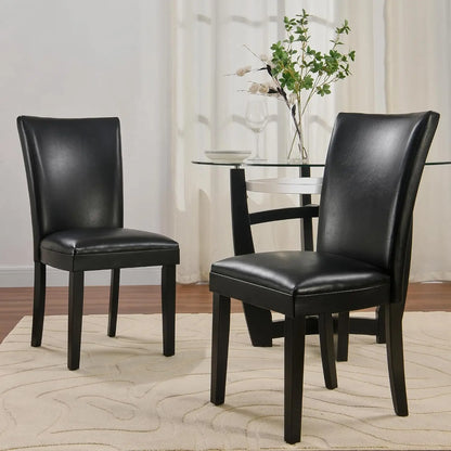 Set of 2 Faux Leather Upholstered Side Chairs w/Solid Wood Legs