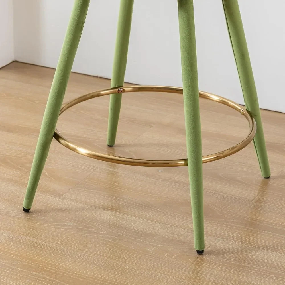 Set of 2 Modern 25.5" Counter Height Barstool with Petal Back & Gold Metal Ring Footrest