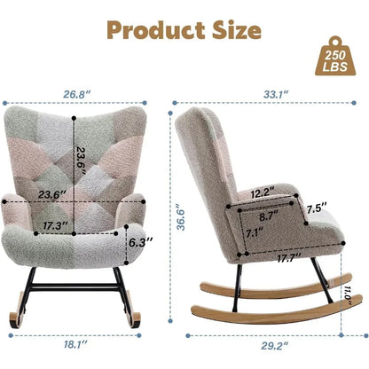 Chair Teddy Upholstered Glider Rocker Rocking Accent (11 colors)