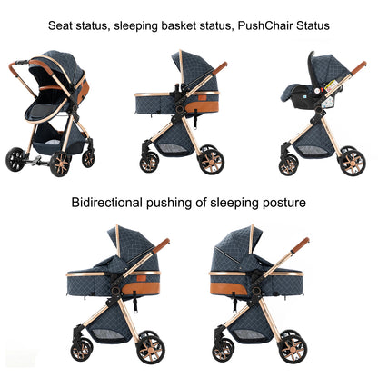 Lightweight Baby Stroller 3 in 1 Multifunctional High Landscape Baby 4 IN 1 Strollers with Isofix