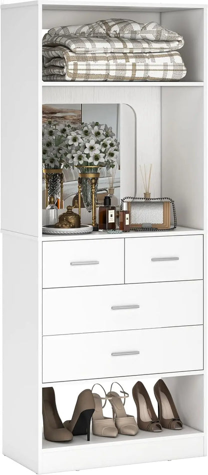 25” Closet Organizer System, Freestanding Shoe Storage Shelves, Heavy Duty Walk in Closet Tower