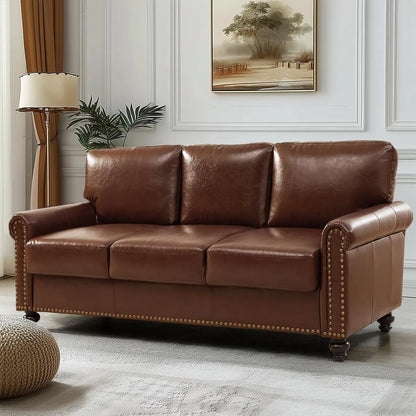 80" Rolled Arm Sofa with Storage and Nailhead Trim.  Easy Tool-Free Assembly