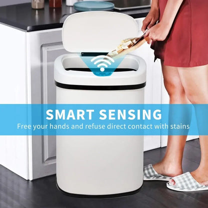 13-Gallon Kitchen Trash Can, Stainless Steel Garbage Can, Automatic Touch Free