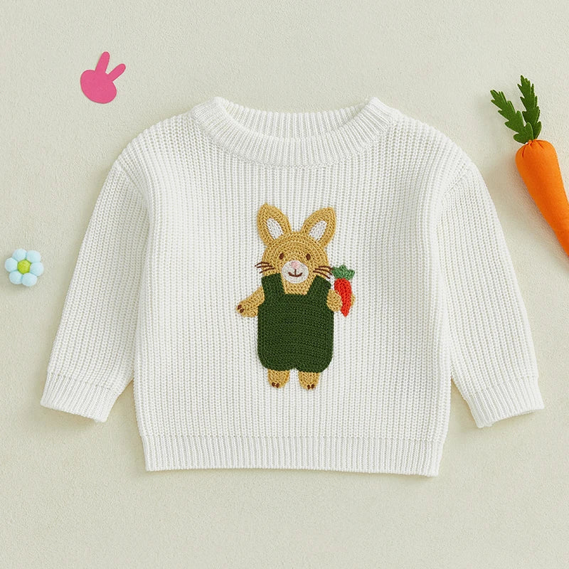 Toddler/Baby Pullover Sweater, Casual Easter Bunny Embroidery