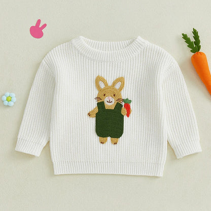 Toddler/Baby Pullover Sweater, Casual Easter Bunny Embroidery