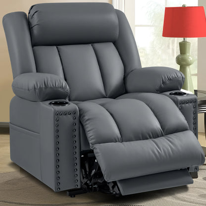 Large Faux Leather Power Lift Chair Recliner with Power Headrest
