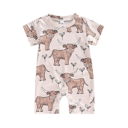 3-18M Boys Western Jumpsuit, Short Sleeve Crew Neck