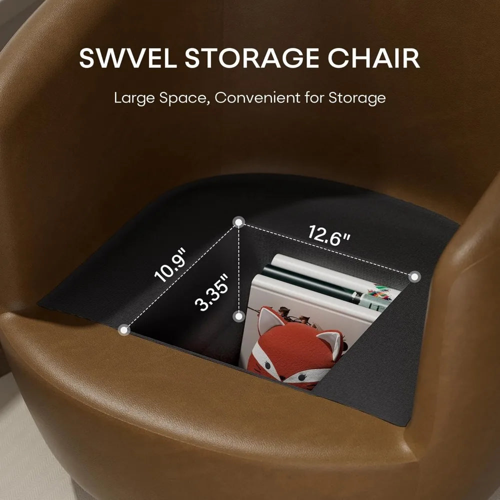 Set of 2, Swivel Chair with Storage, Brown Barrel Swivel Chair