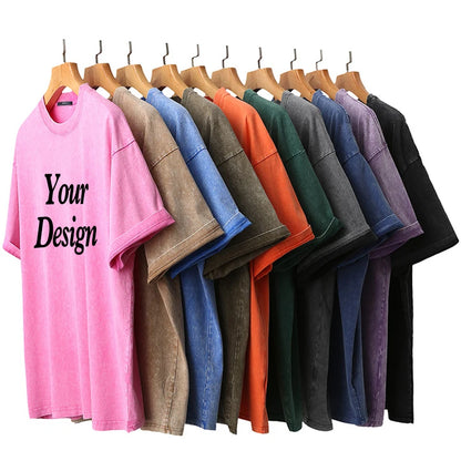 USA Custom Print 100% Washed Cotton T Shirt, Design your own, Men/Women Oversized Streetwear