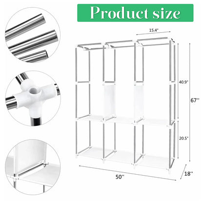 Closet Wardrobe Organizer Storage Rack, Portable, Dustproof, Non-woven Fabric Quick and Easy to Assemble