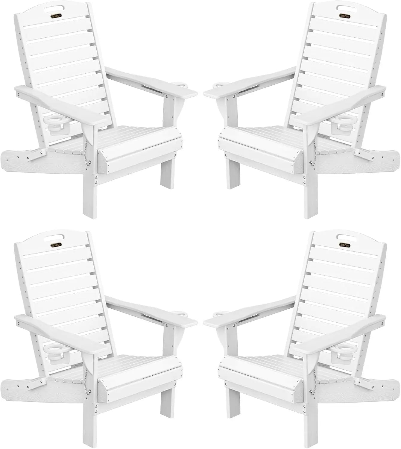 Set of 2 All-Weather Adirondack Chairs with Cup Holder