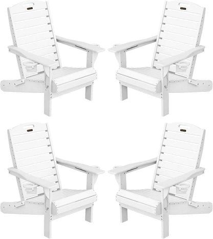 Set of 2 All-Weather Adirondack Chairs with Cup Holder