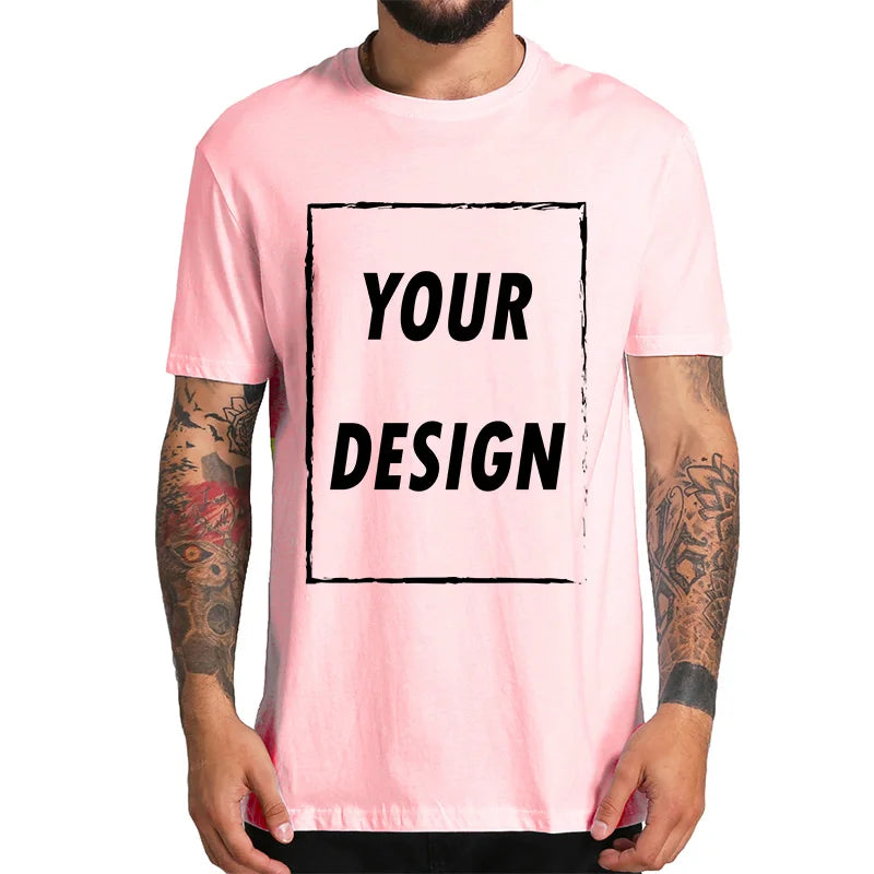 Custom Male T-shirt, One-Side Print Personalized, Make Your Photo, Text Gift 100% Cotton Soft Casual T Shirt Made in US