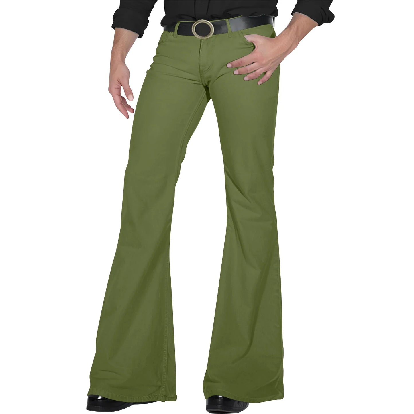 Men's Flare Pants, Solid Color, Daily Simple Classic Trousers, Mopping Bottoms, Disco Flared