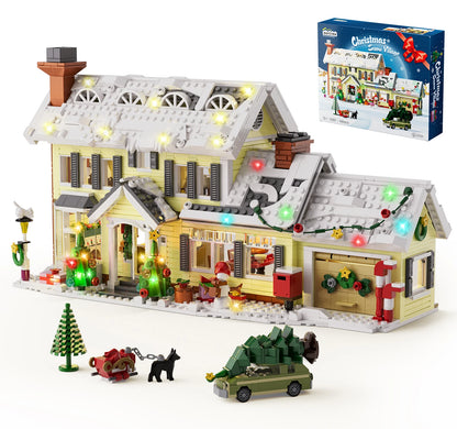Christmas Holiday Snow Village Blocks Toys with Clark's Car,Gifts for Boys, Girls (1484 pcs)