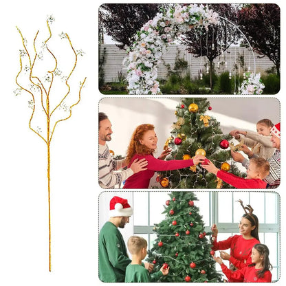 Golden Stem Ornaments Holiday Glitter Berry Stems For Tree/ Wreath/Crafts