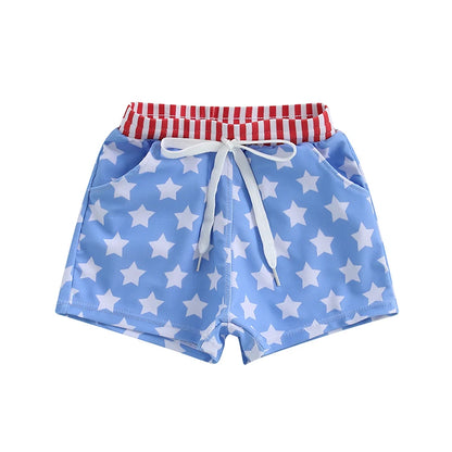 6MO-4Y Boys Independence Day Drawstring Star Print Swim Trunks