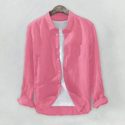 Plus Size Shirts For Men, Baggy, Solid Color, Button Blouse With Pockets