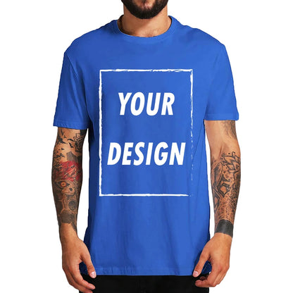 Custom Male T-shirt, One-Side Print Personalized, Make Your Photo, Text Gift 100% Cotton Soft Casual T Shirt Made in US