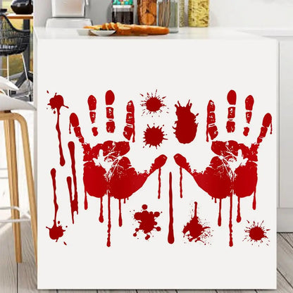 Bloody Stickers Halloween Wall Decals, Create Horror Scenes Bloody Footprints Floor Window Clings For Indoor Outdoor