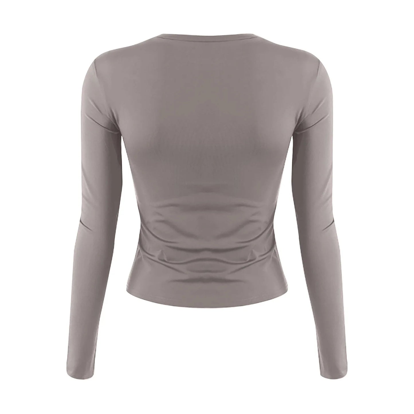 Cotton O Neck Long Sleeve Sexy Cropped Tops