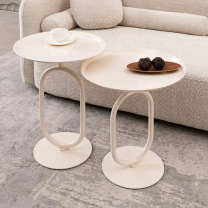 Lantern-shaped Small Round Metal Side Table