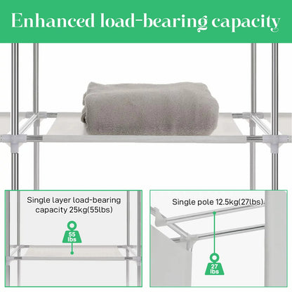 Closet Wardrobe Organizer Storage Rack, Portable, Dustproof, Non-woven Fabric Quick and Easy to Assemble