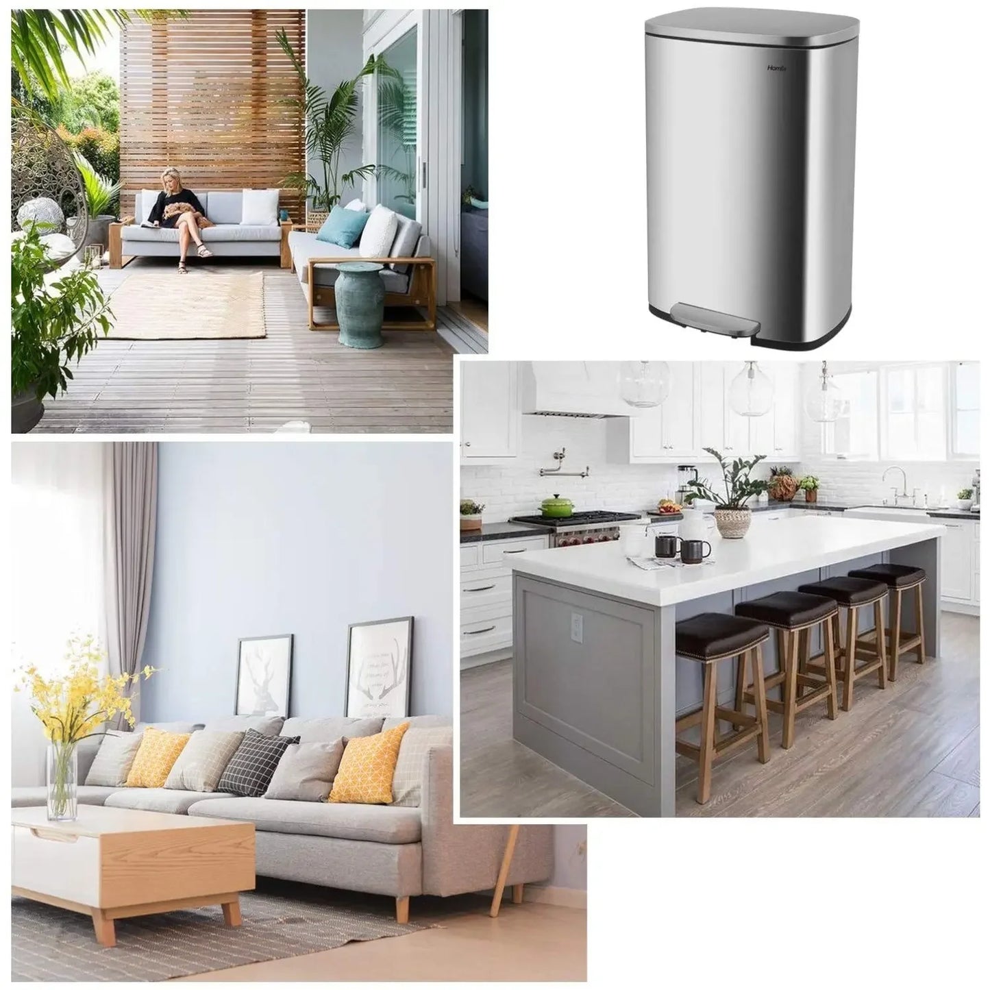 Step Kitchen Trash Can, Stainless Steel 50 Liter Trashcan