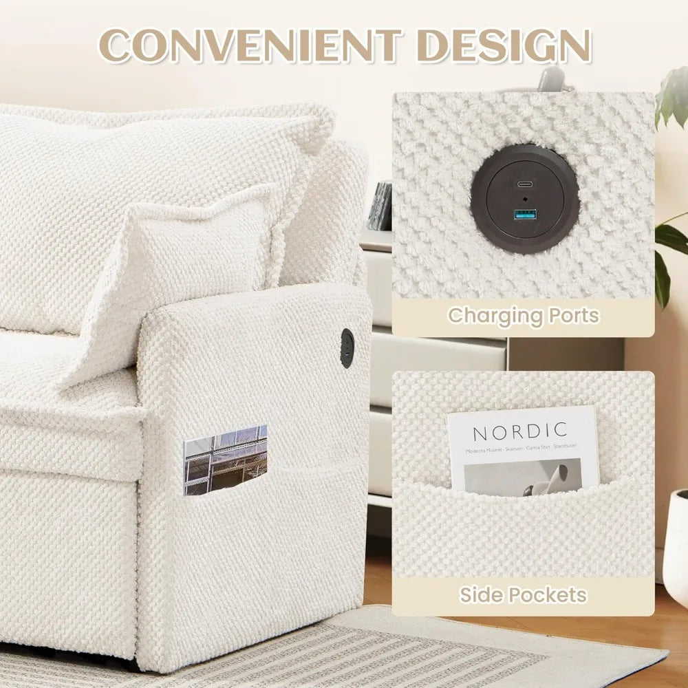 74" King Pull Out Sofa Bed  with USB Charging