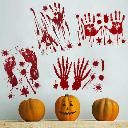 Bloody Stickers Halloween Wall Decals, Create Horror Scenes Bloody Footprints Floor Window Clings For Indoor Outdoor