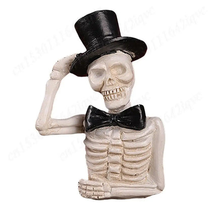 Halloween Miniature Resin Statue Figurines, Pumpkin haunted house and skeleton tombstone