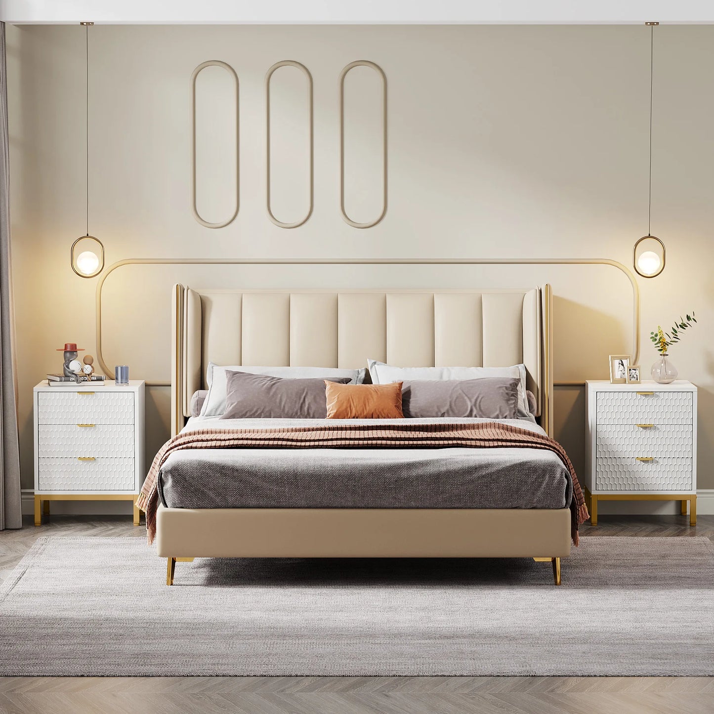 25.78" Tall Bedside Table with 3 Drawers