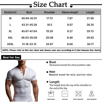 Muscle Slim Fit Short Sleeve T-shirt, V-neck Collar