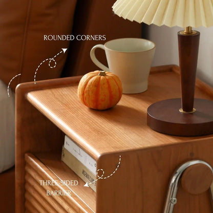 100% Solid Cherry Wood  Seat side Table with Drawer & Storage