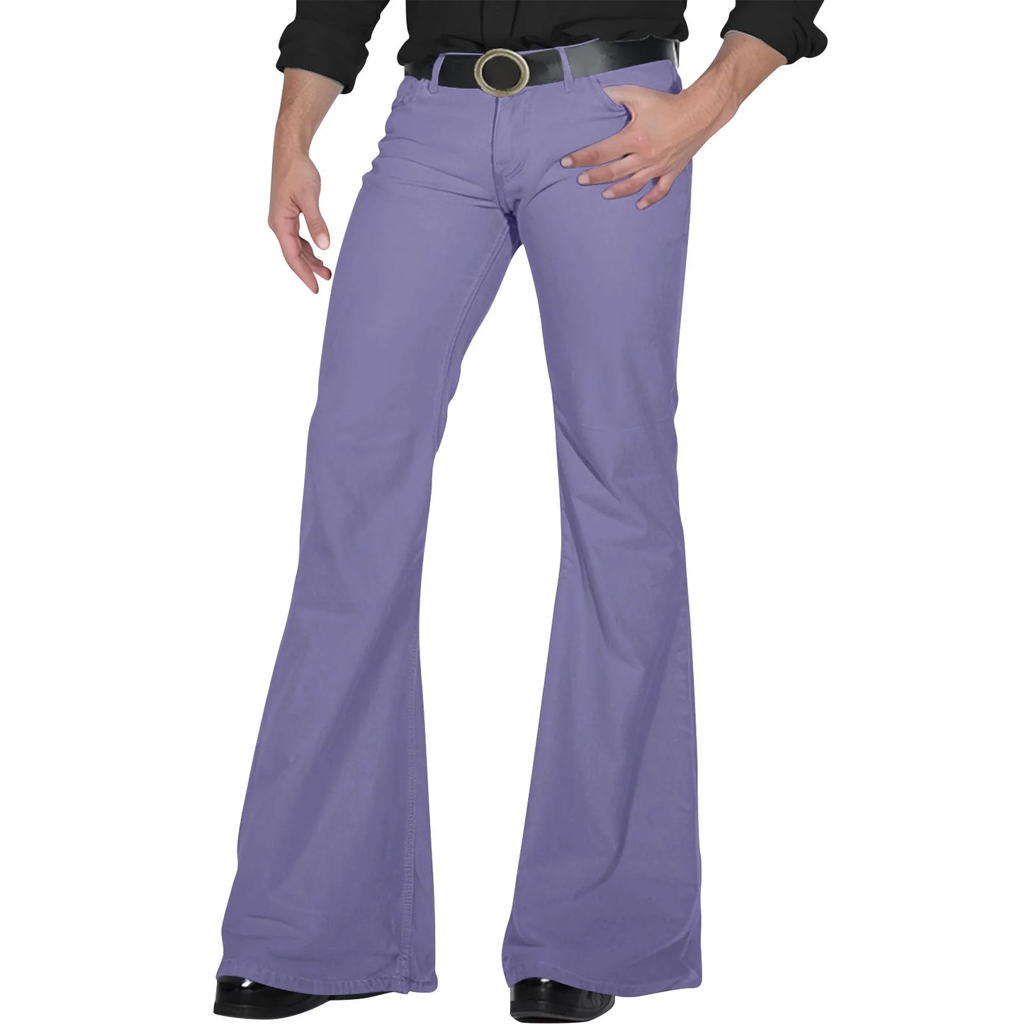 Men's Flare Pants, Solid Color, Daily Simple Classic Trousers, Mopping Bottoms, Disco Flared