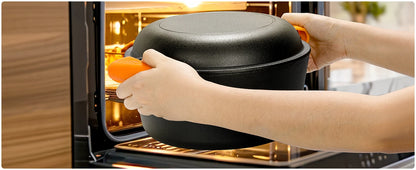 Pre-Seasoned Cast Iron Double Dutch Oven With Loop Handles, 5.1 Quart Pot