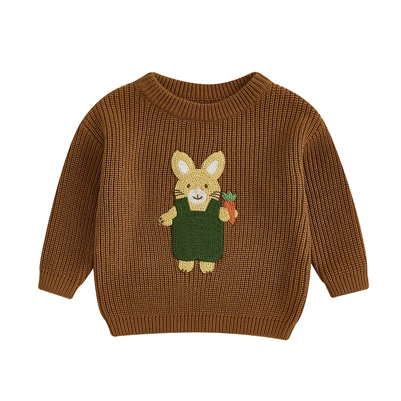 Toddler/Baby Pullover Sweater, Casual Easter Bunny Embroidery