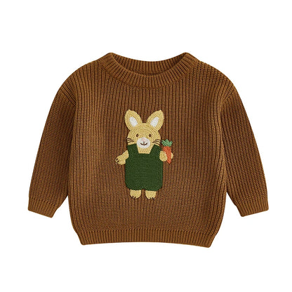 Toddler/Baby Pullover Sweater, Casual Easter Bunny Embroidery