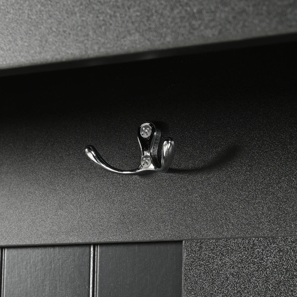 47.2'' Wide Hall Tree with Storage, 5-in-1 Entryway Bench with Shutter-shaped doors, Coat Rack, Cushion and 4 Sturdy Hooks