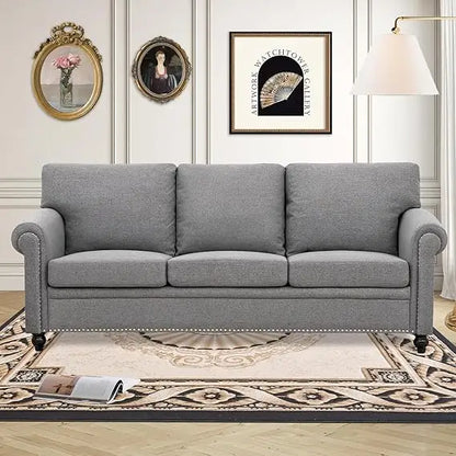 Brown Leather Couch/Sofa with Detachable Cushions 84" and Matching Chair (sold separately)